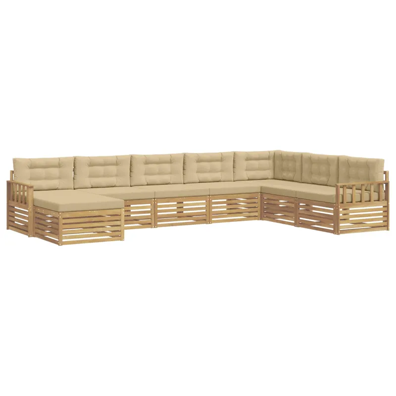 Lauko sofos komplektas su pagalve 8 pcs Balta ir kreminė