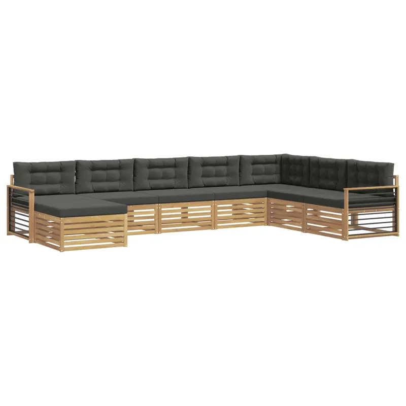 Lauko sofos komplektas su pagalve 8 pcs Balta ir antracito