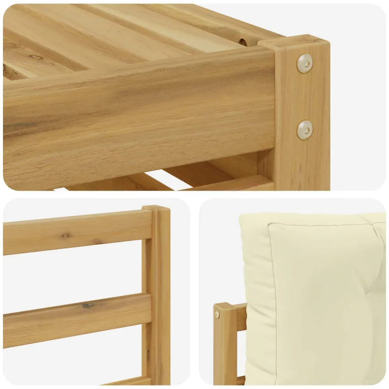 Lauko sofos komplektas 9 pcs Balta ir kreminė Poliesteris