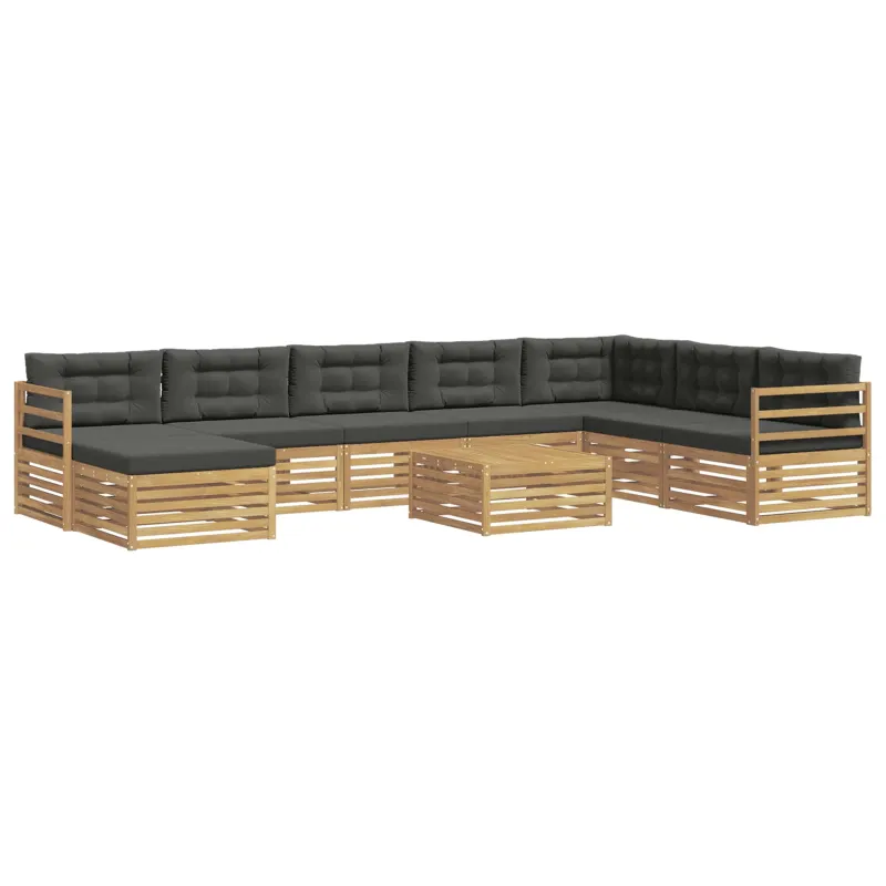 Lauko sofos komplektas 9 pcs Balta ir antracito Poliesteris