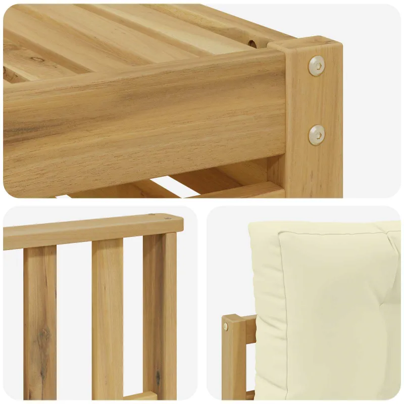 Lauko sofos komplektas su pagalve 9 pcs Balta ir kreminė