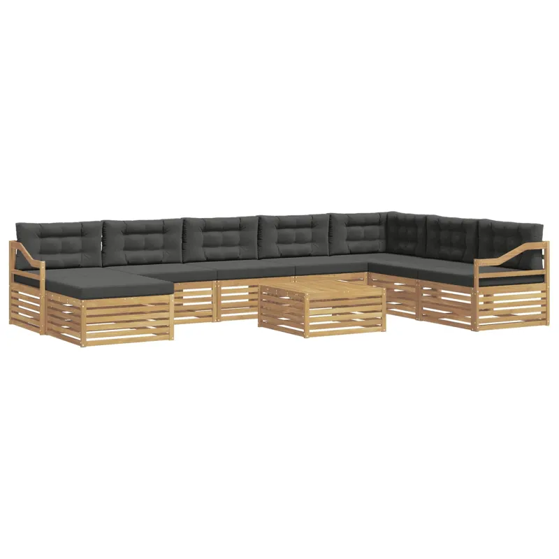Lauko sofos komplektas 9 pcs Balta ir antracito Poliesteris