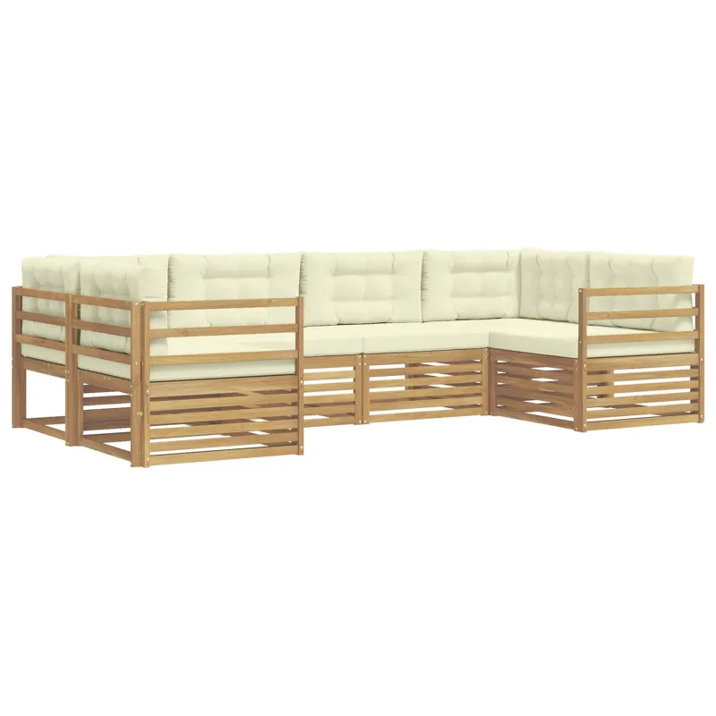 Lauko sofos komplektas 6 pcs Balta ir kreminė Poliesteris