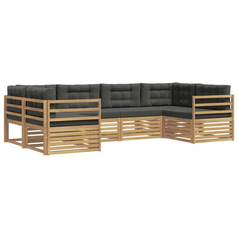 Lauko sofos komplektas 6 pcs Balta ir antracito Poliesteris