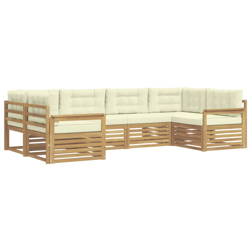 Lauko sofos komplektas su pagalve 6 pcs Balta ir kreminė