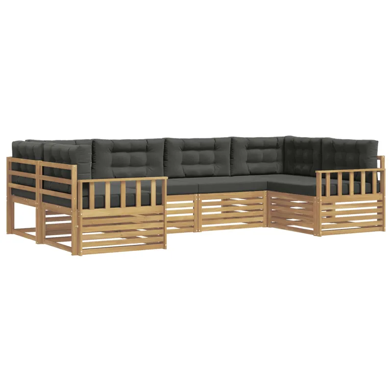 Lauko sofos komplektas su pagalve 6 pcs Balta ir antracito