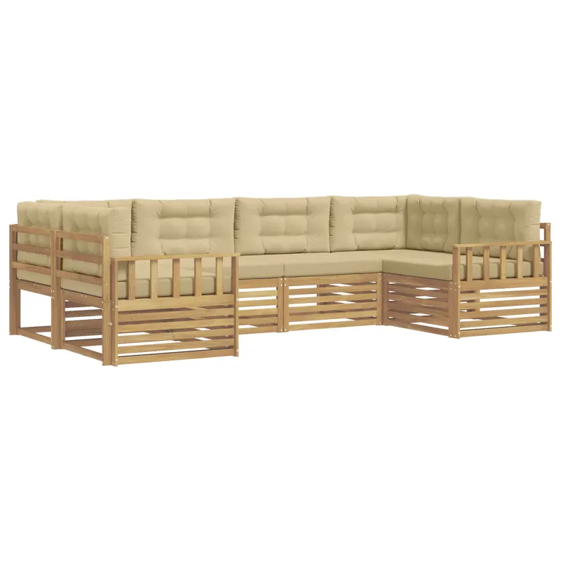 Lauko sofos komplektas su pagalve 6 pcs Balta ir kreminė
