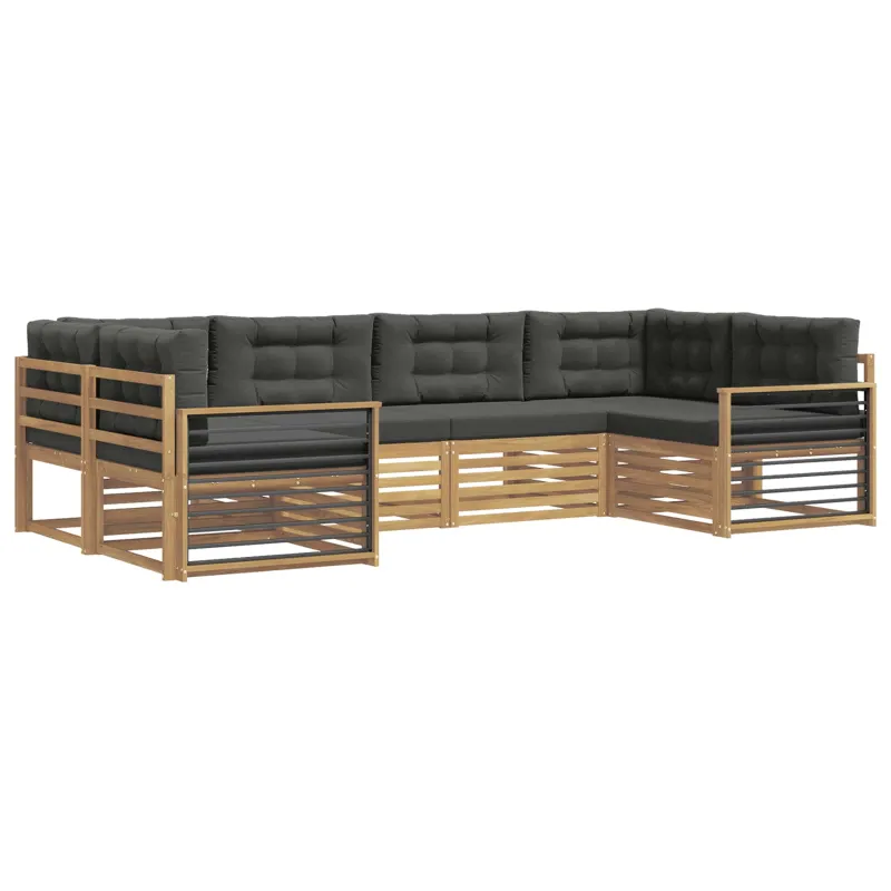 Lauko sofos komplektas su pagalve 6 pcs Balta ir antracito