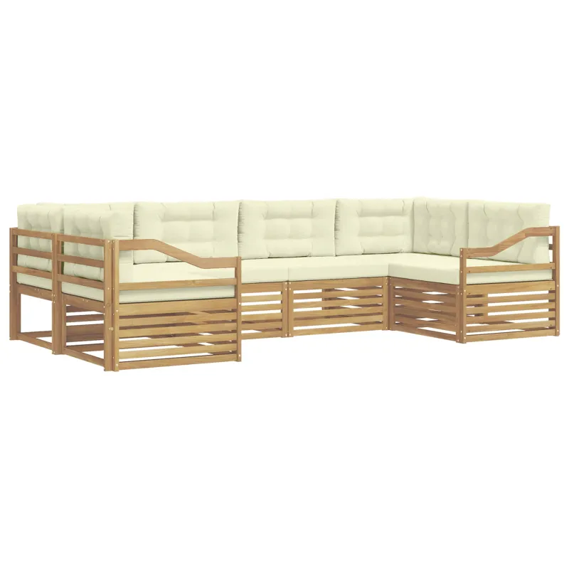 Lauko sofos komplektas 6 pcs Balta ir kreminė Poliesteris
