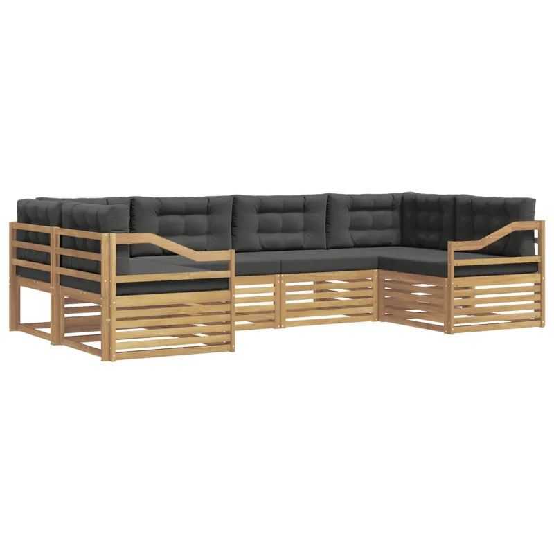 Lauko sofos komplektas 6 pcs Balta ir antracito Poliesteris