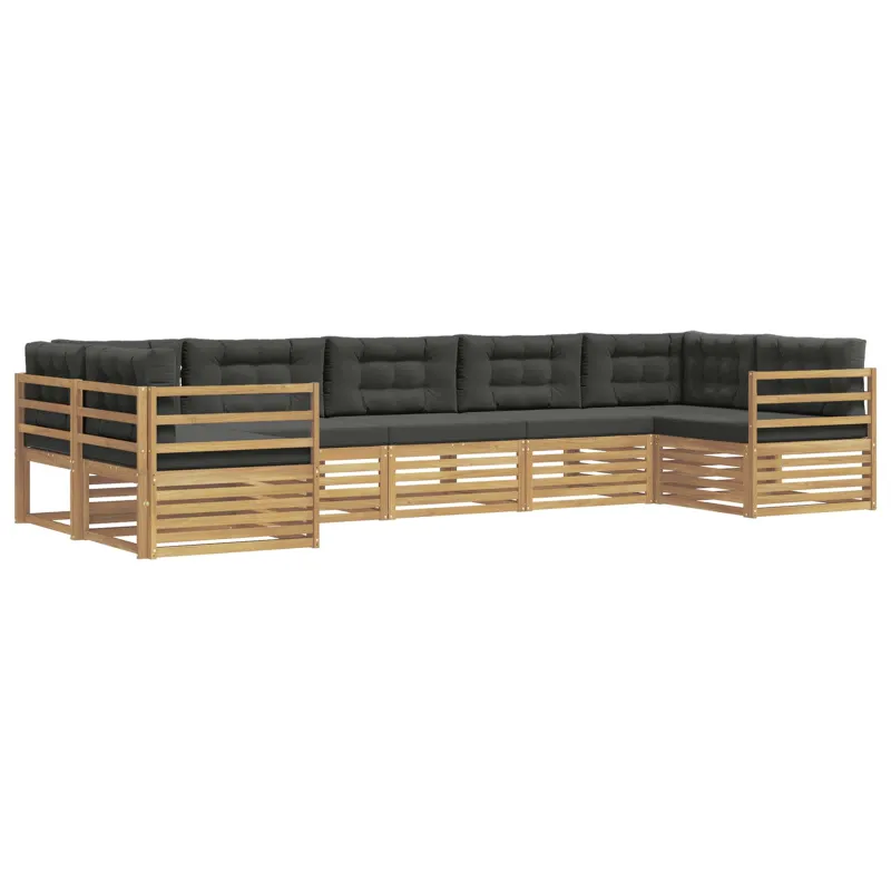 Lauko sofos komplektas 7 pcs Balta ir antracito Poliesteris