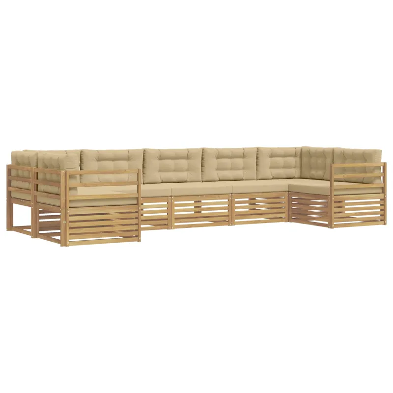 Lauko sofos komplektas 7 pcs Balta ir kreminė Poliesteris