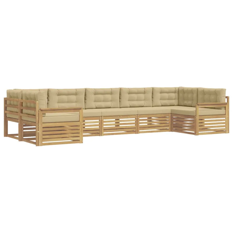 Lauko sofos komplektas su pagalve 7 pcs Balta ir kreminė