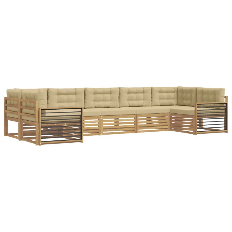 Lauko sofos komplektas su pagalve 7 pcs Balta ir kreminė