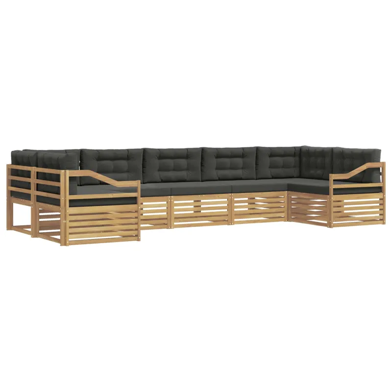 Lauko sofos komplektas 7 pcs Balta ir antracito Poliesteris