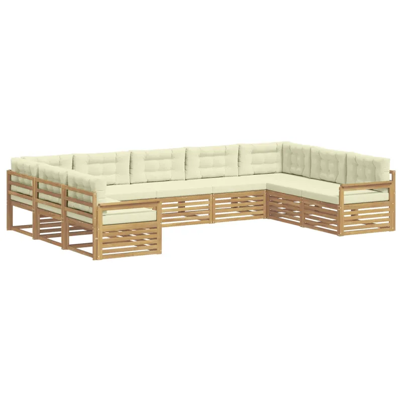 Lauko sofos komplektas su pagalve 9 pcs Balta ir kreminė