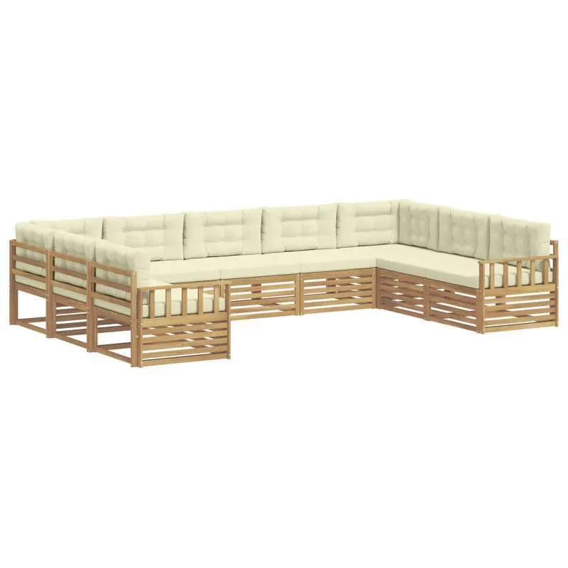 Lauko sofos komplektas su pagalve 9 pcs Balta ir kreminė