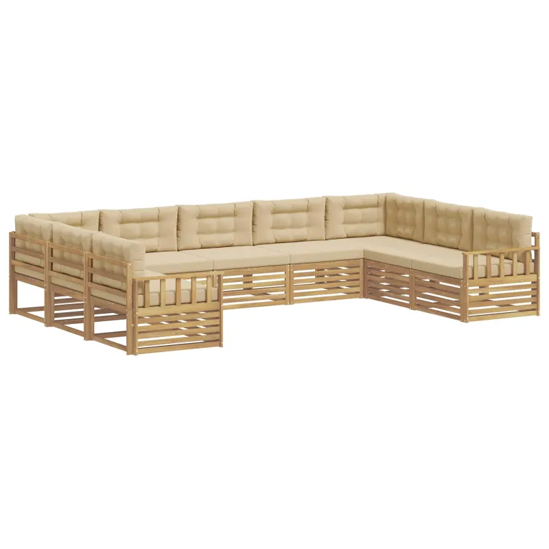 Lauko sofos komplektas su pagalve 9 pcs Balta ir kreminė