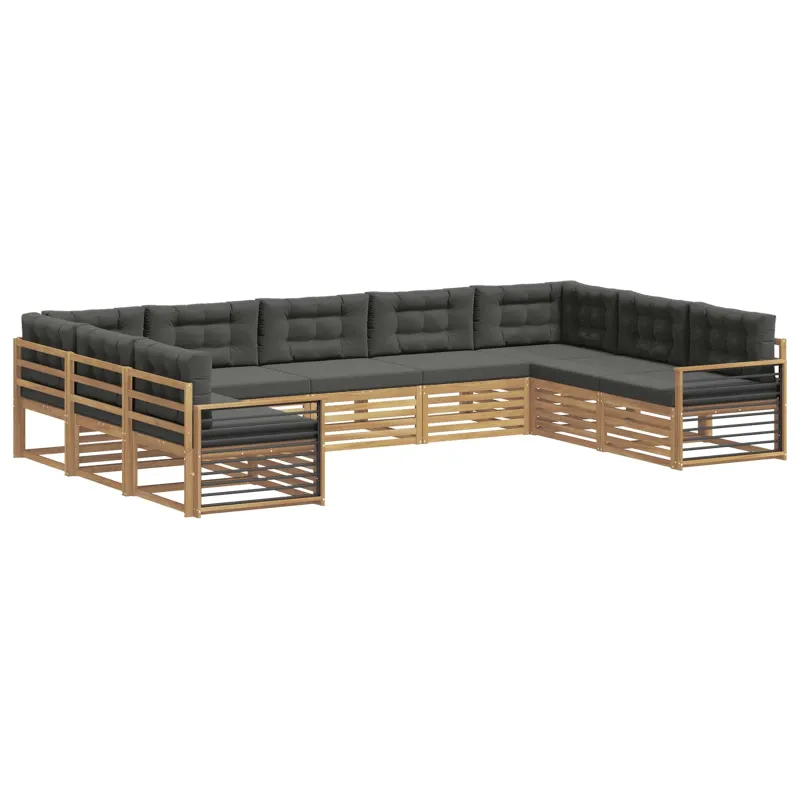 Lauko sofos komplektas su pagalve 9 pcs Balta ir antracito