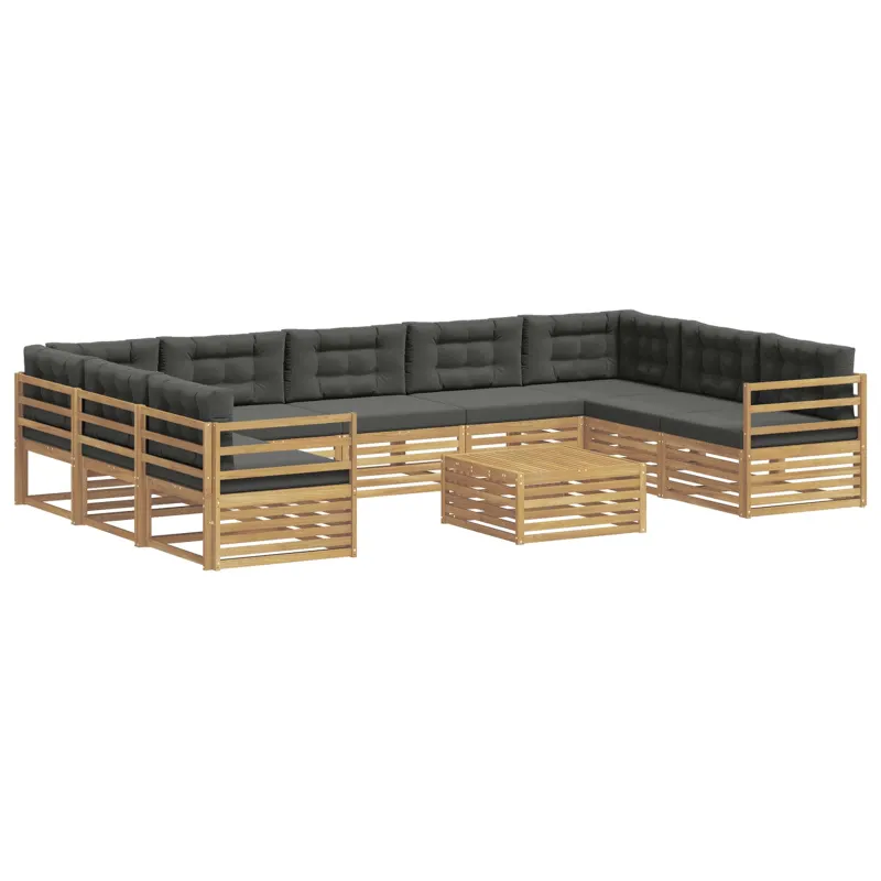 Lauko sofos komplektas 10 pcs Kietos akacijos mediena