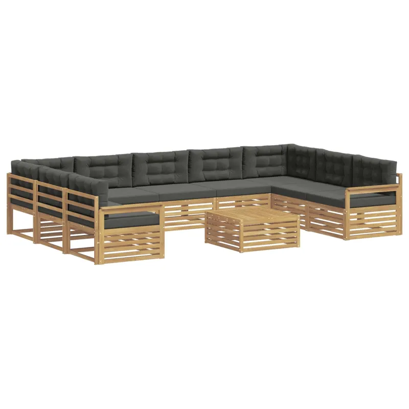Lauko sofos komplektas su pagalve 10 pcs Balta ir antracito