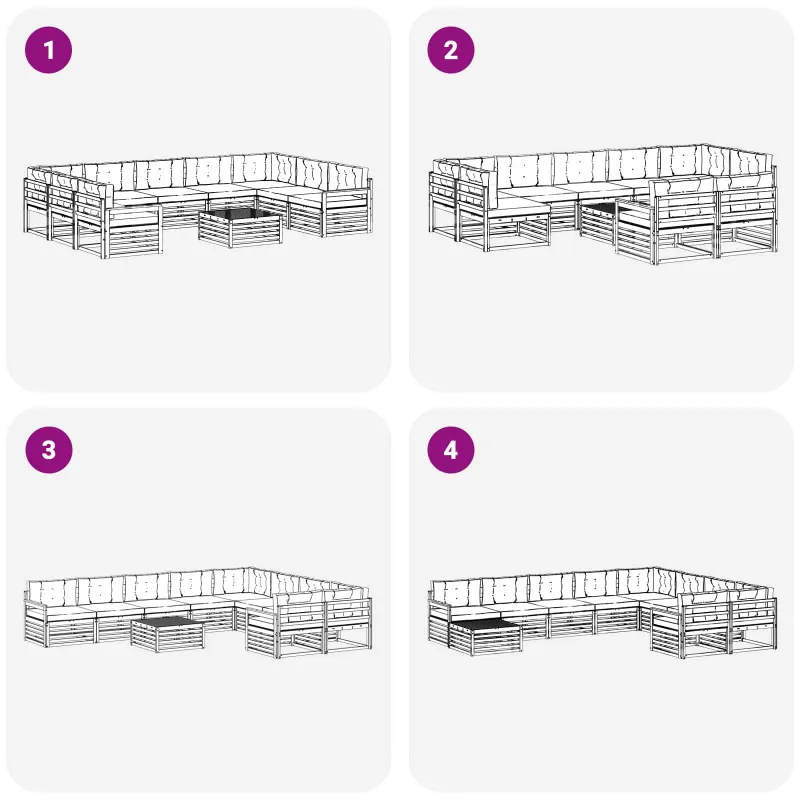 Lauko sofos komplektas su pagalve 10 pcs Balta ir antracito