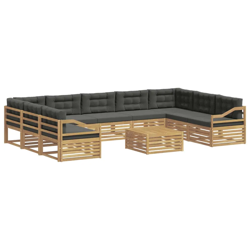 Lauko sofos komplektas 10 pcs Balta ir antracito Poliesteris