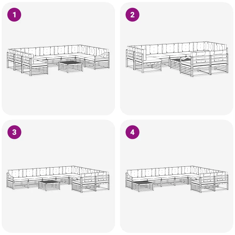 Lauko sofos komplektas 10 pcs Balta ir antracito Poliesteris