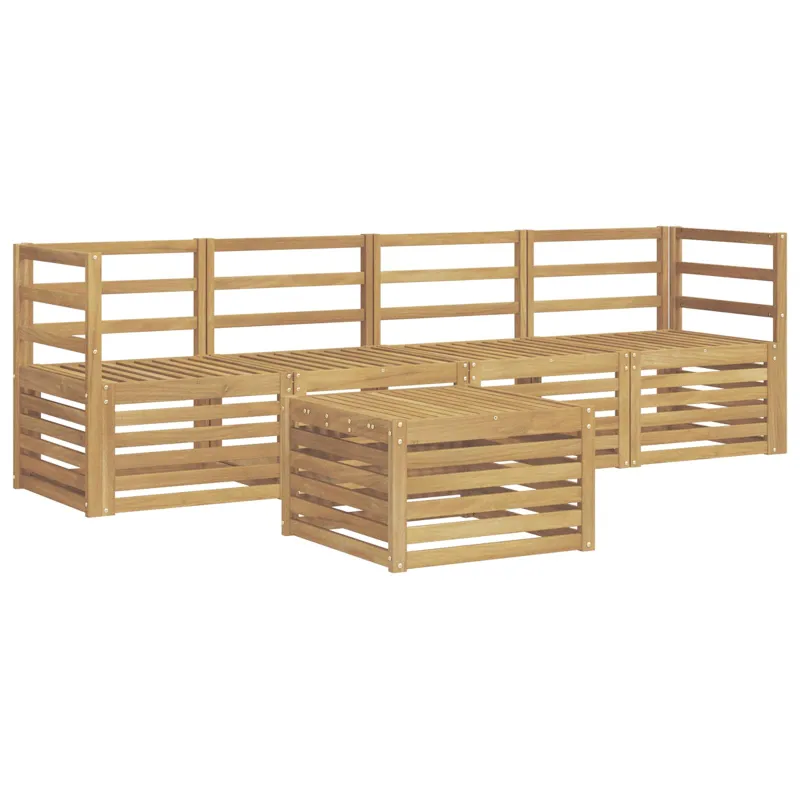 Lauko sofos komplektas 5 pcs Balta Kietos akacijos mediena
