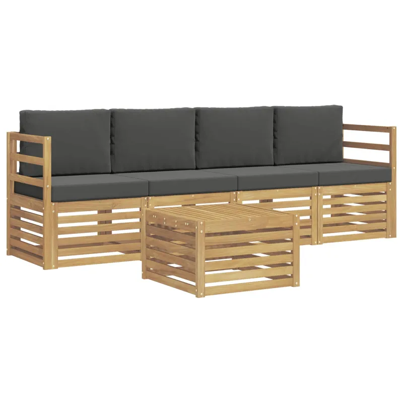 Lauko sofos komplektas 5 pcs Balta ir antracito Poliesteris