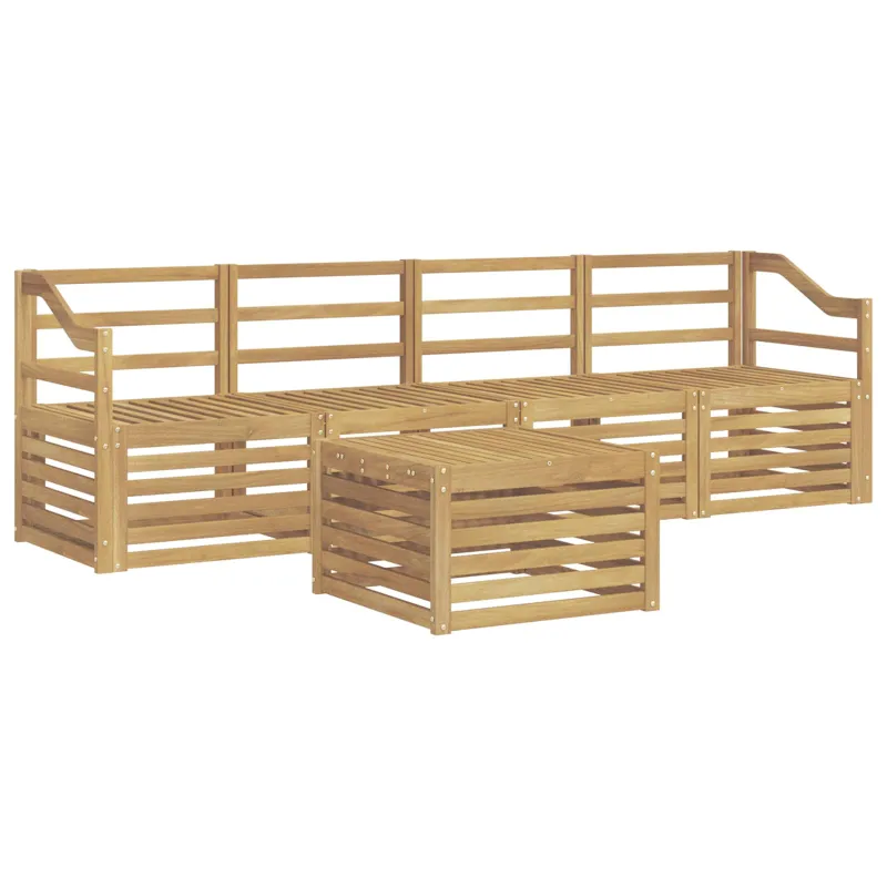 Lauko sofos komplektas 5 pcs Balta Kietos akacijos mediena