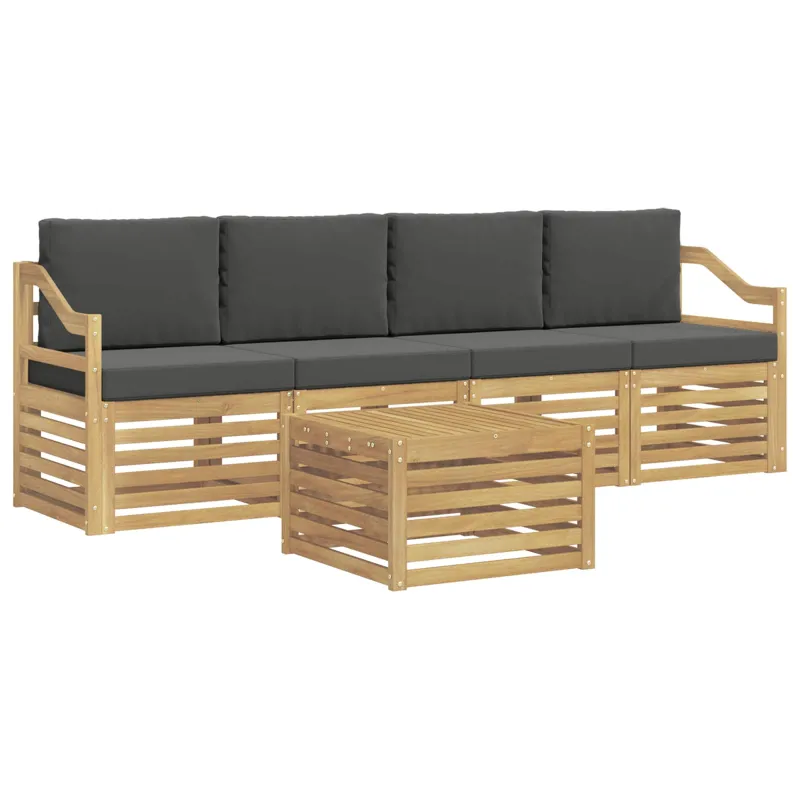 Lauko sofos komplektas 5 pcs Balta ir antracito Poliesteris