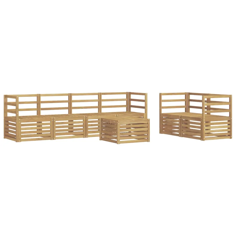 Lauko sofos komplektas 7 pcs Balta Kietos akacijos mediena