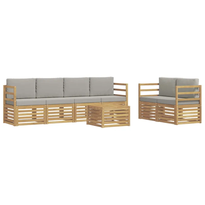 Lauko sofos komplektas su pagalve 7 pcs Balta ir šviesiai pilka
