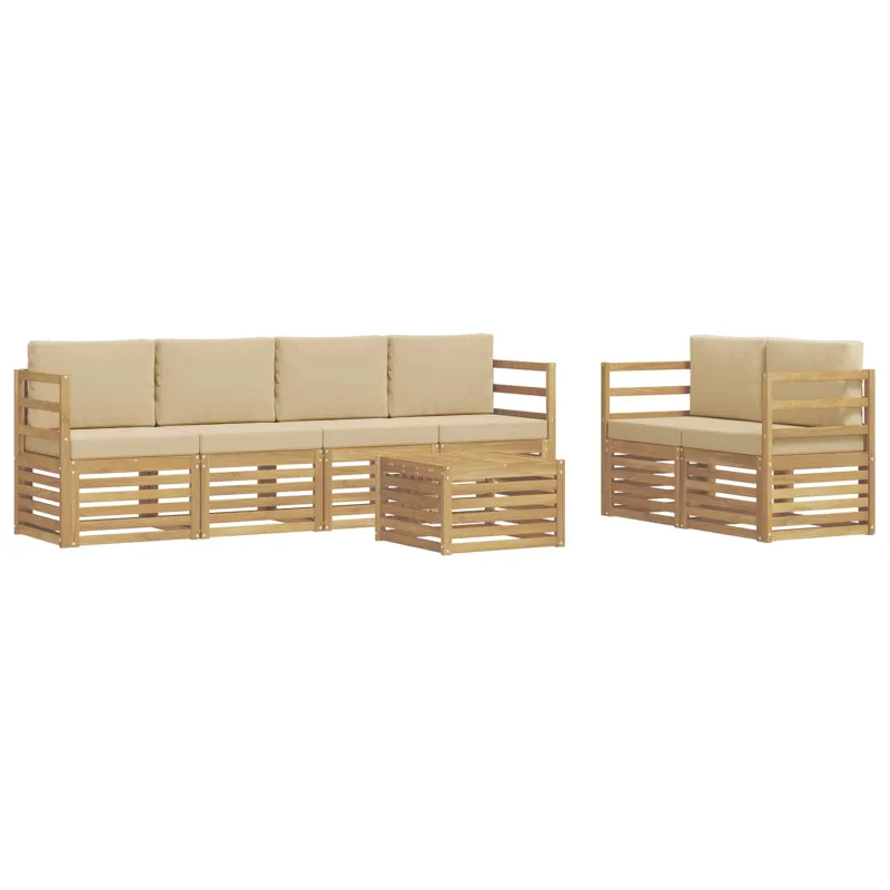 Lauko sofos komplektas 7 pcs Balta ir kreminė Poliesteris