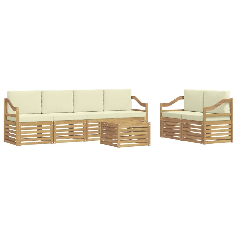 Lauko sofos komplektas 7 pcs Balta ir kreminė Poliesteris