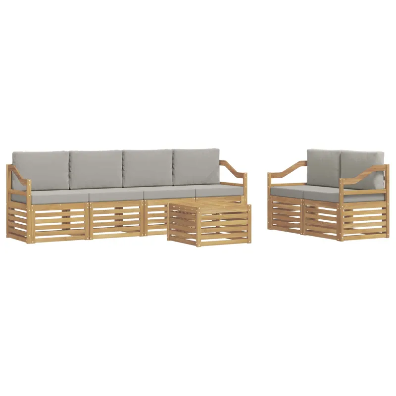 Lauko sofos komplektas su pagalve 7 pcs Balta ir šviesiai pilka