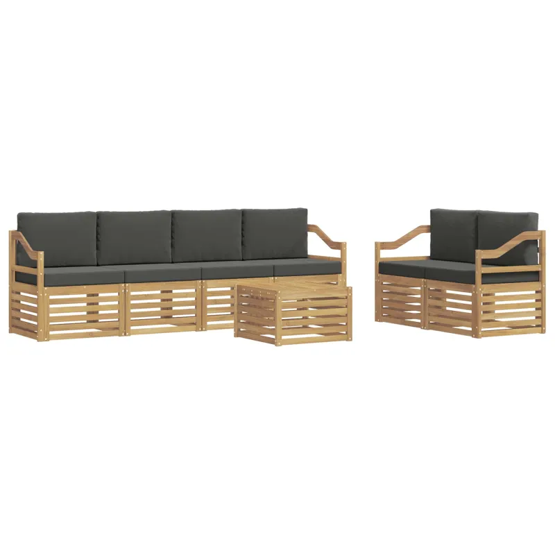 Lauko sofos komplektas 7 pcs Balta ir antracito Poliesteris