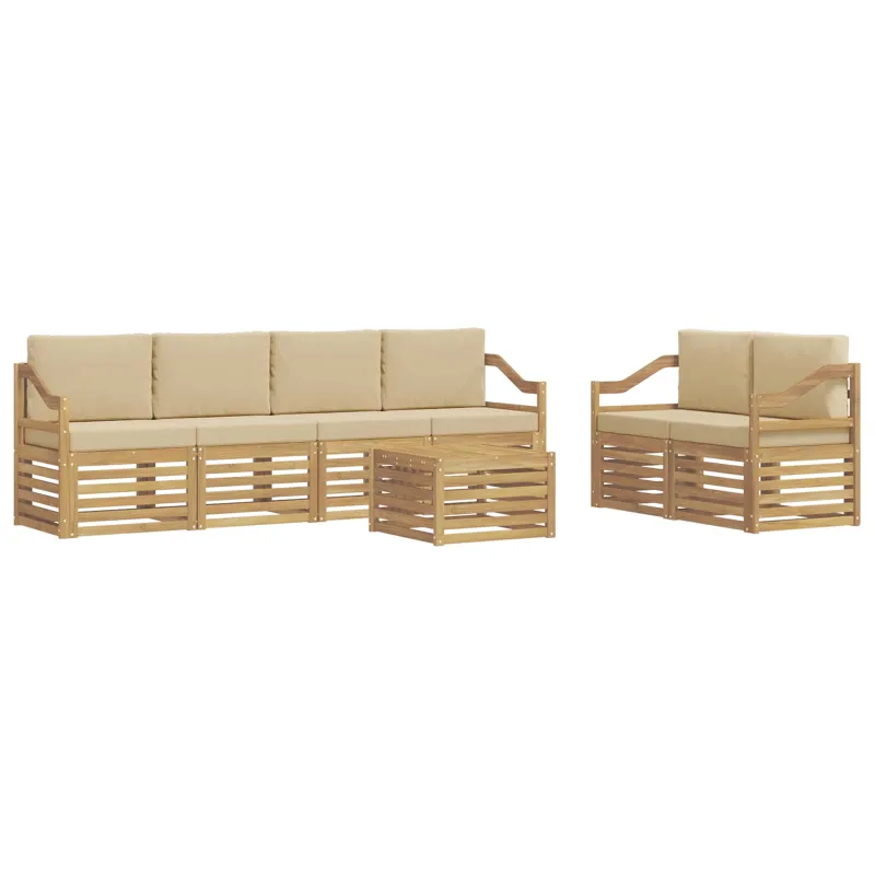 Lauko sofos komplektas 7 pcs Balta ir kreminė Poliesteris