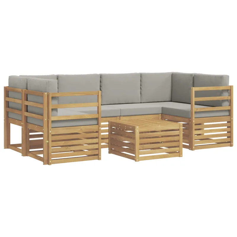 Lauko sofos komplektas su pagalve 7 pcs Balta ir šviesiai pilka