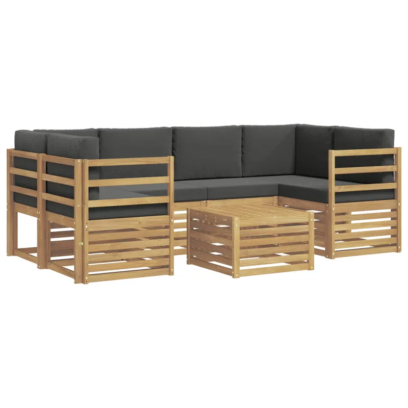 Lauko sofos komplektas 7 pcs Balta ir antracito Poliesteris