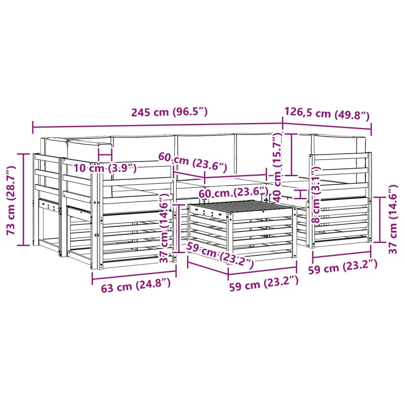 Lauko sofos komplektas 7 pcs Balta ir kreminė Poliesteris