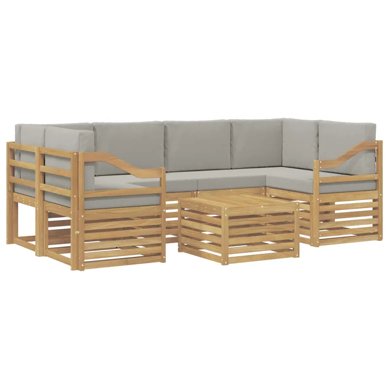 Lauko sofos komplektas su pagalve 7 pcs Balta ir šviesiai pilka