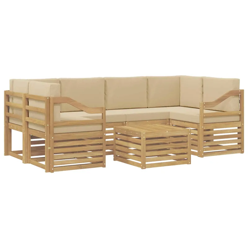 Lauko sofos komplektas 7 pcs Balta ir kreminė Poliesteris