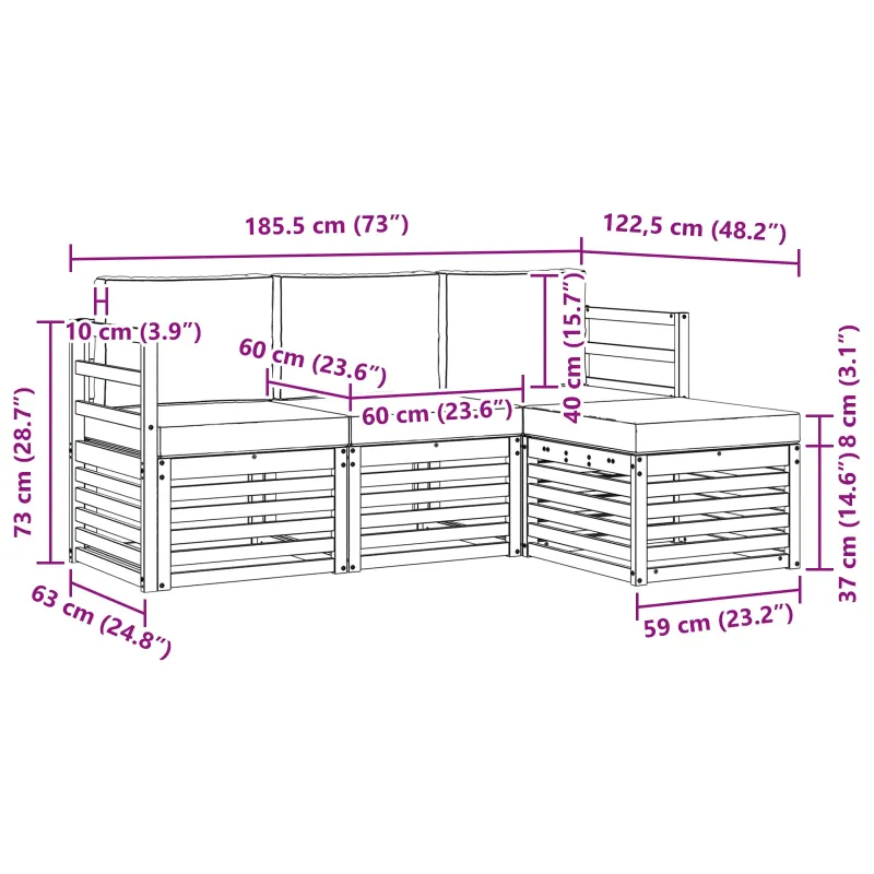 Lauko sofos komplektas 4 pcs Balta ir kreminė Poliesteris