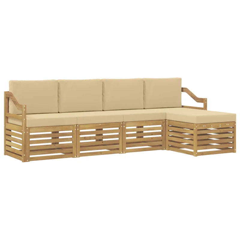 Lauko sofos komplektas 5 pcs Balta ir kreminė Poliesteris