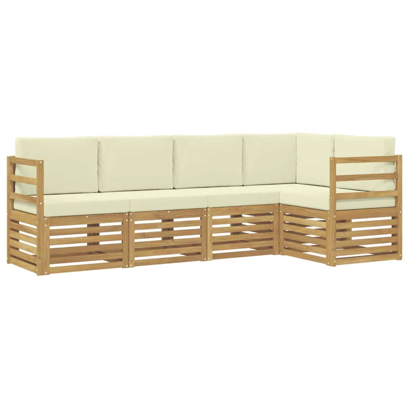 Sekcijos sofų komplektas su pagalve 5 pcs Balta ir kreminė