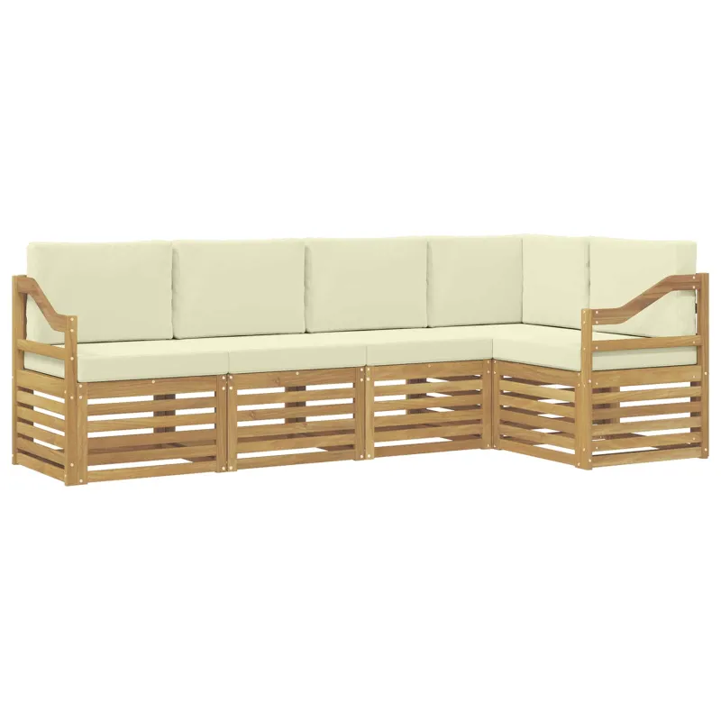 Sekcijos sofų komplektas su pagalve 5 pcs Balta ir kreminė
