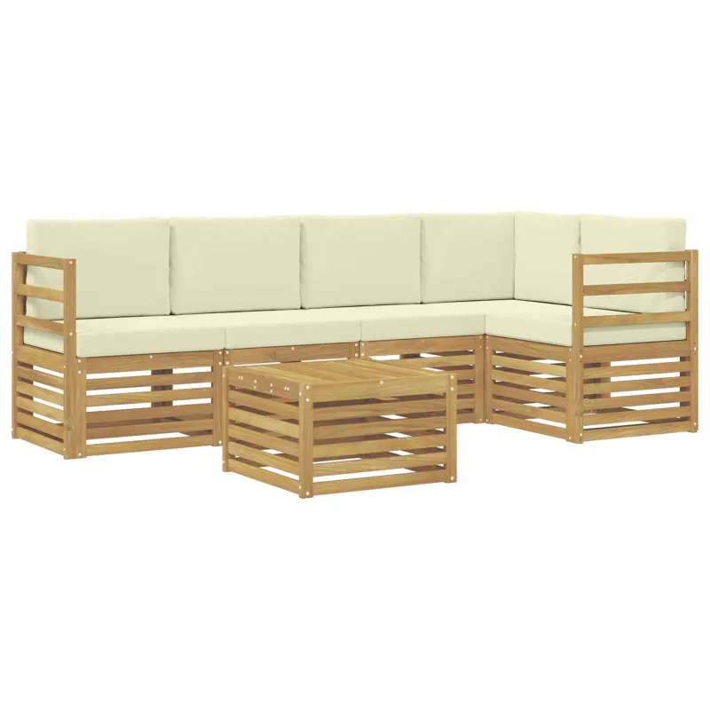 Sekcijos sofų komplektas su pagalve 6 pcs Balta ir kreminė