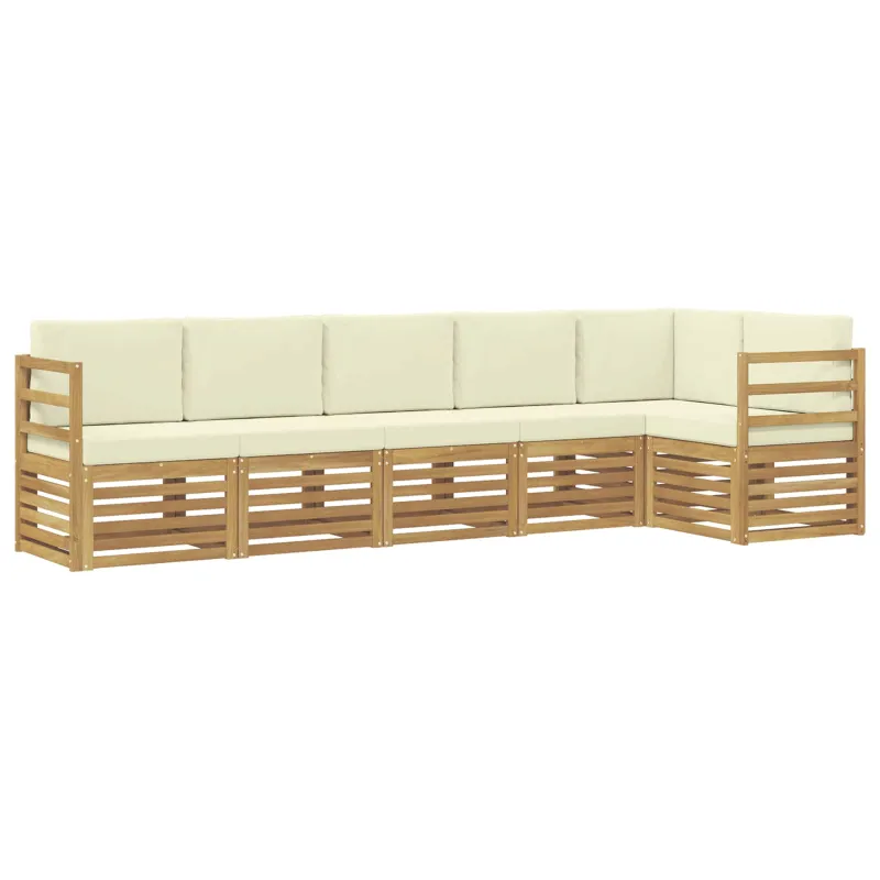 Sekcijos sofų komplektas su pagalve 6 pcs Balta ir kreminė